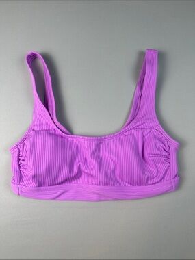 Ribbed Scoop Swim Padded Bikini Top Lavender Medium Clasp